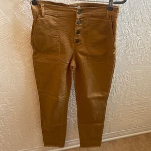 Ann Taylor Loft Button Front High Rise Khaki Skinny Jeans Size 2